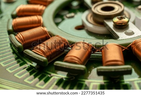 electric motor, magnetic drive, copper motor coils Royalty-Free Stock Photo #2277351435
