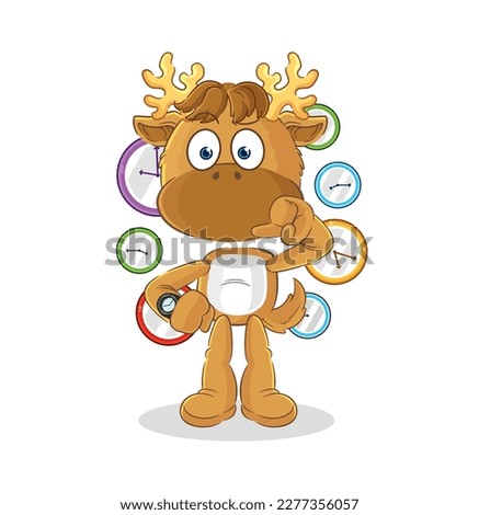 the moose with wristwatch cartoon. cartoon mascot vector