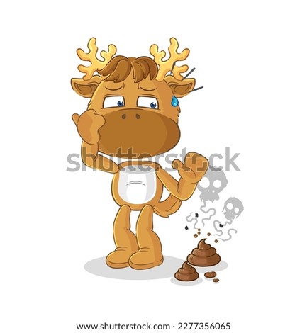 the moose with stinky waste illustration. character vector