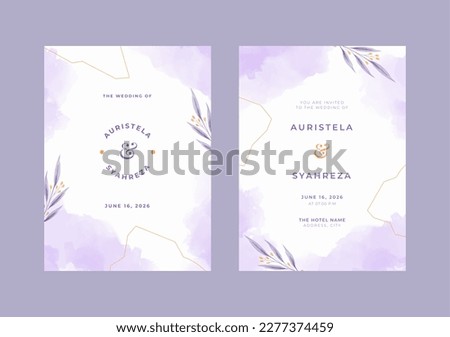 Beautiful purple watercolor wedding invitation template