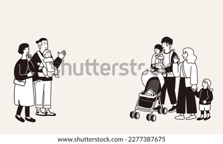 A simple illustration of a couple holding a baby.