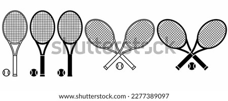crossed tennis racquet and ball isolated on white background