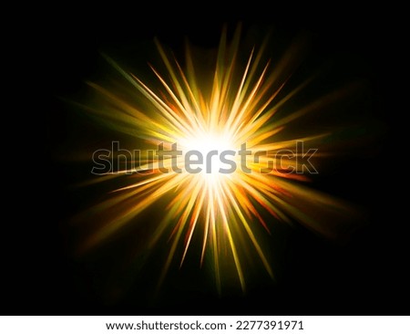 Sun rays light, warm light. shiny explosion sunbeam light ray glow background, sunshine overlay effect. Spotlight, light beam isolated on black, illustration
