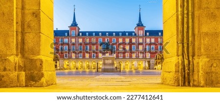 Old town Madrid, Spain's Plaza Mayor in the morning light Royalty-Free Stock Photo #2277412641