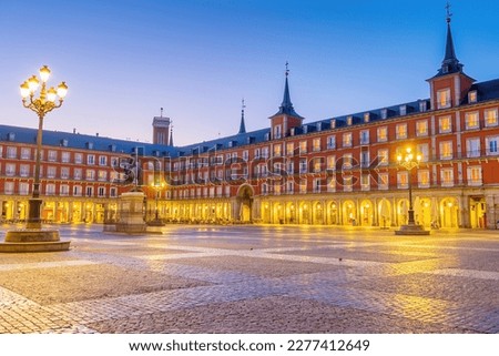 Old town Madrid, Spain's Plaza Mayor in the morning light Royalty-Free Stock Photo #2277412649