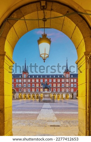 Old town Madrid, Spain's Plaza Mayor in the morning light Royalty-Free Stock Photo #2277412653