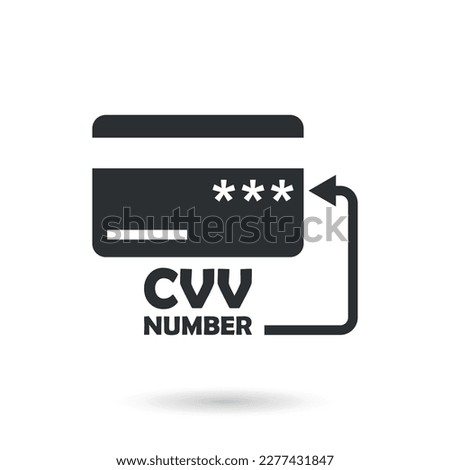 Credit card icon in flat style. CVV verification code vector illustration on isolated background. Payment sign business concept. Royalty-Free Stock Photo #2277431847