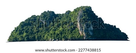 Island in the middle of the Thailand sea isolated transparency background, Asia travel summer holiday vacation idea concept of nature island the middle of the tropical sea in Phang Nga bay scenic. Royalty-Free Stock Photo #2277438815