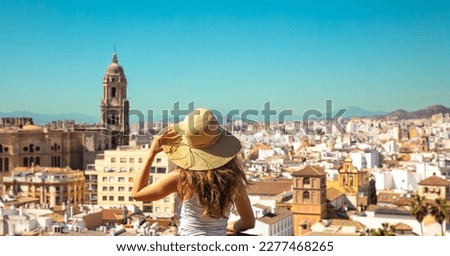 Panoramic view of Malaga city- tour tourism in Spain,  Andalusia Royalty-Free Stock Photo #2277468265