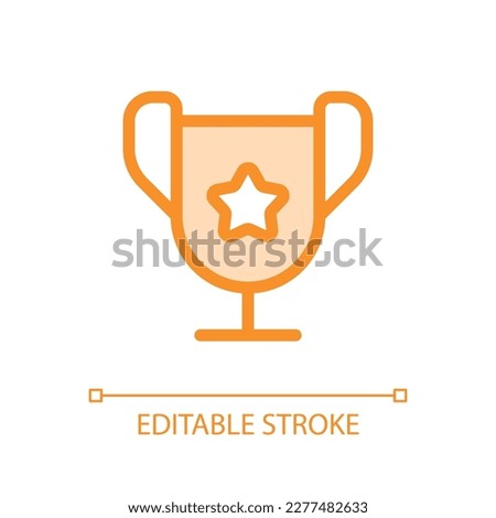 Trophy cup pixel perfect glassmorphism ui icon. Outstanding student award. Color filled line element with transparency. Vector pictogram in glass morphism style. Editable stroke. Arial font used