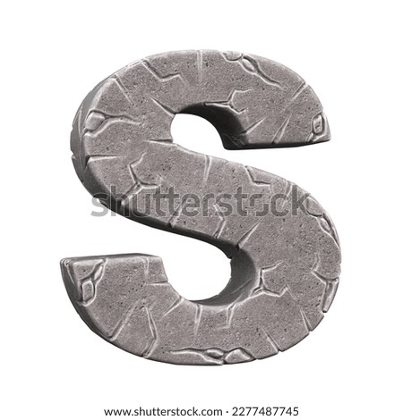 Cracked stone font 3d rendering letter S