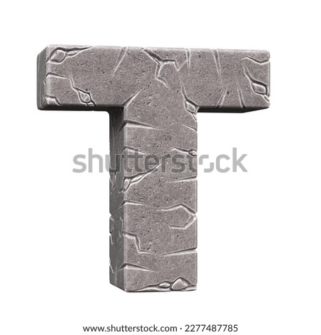Cracked stone font 3d rendering letter T
