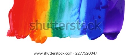 Multicolored paint samples on white background, top view