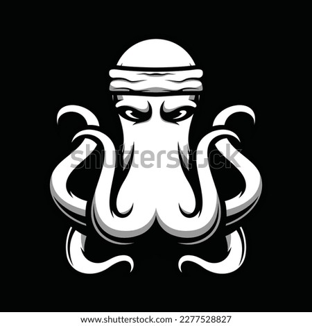 Octopus Black and White Mascot Design