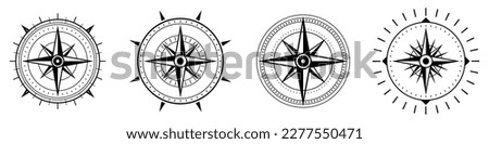 Compass icons set. Vector compass icons. Compass simple icons. Compass symbols.
