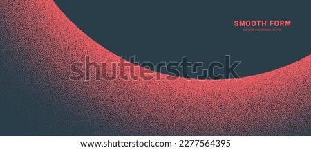 Semi Circle Form Smooth Border Vector Red Dot Work Minimalist Abstract Background. Serenity and Simplicity Concept Panoramic Wide Minimalistic Wallpaper. Half Tone Art Contemporary Graphic Abstraction Royalty-Free Stock Photo #2277564395
