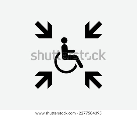 Disable People Person Emergency Assembly Gathering Point Black White Silhouette Sign Symbol Icon Graphic Clipart Artwork Illustration Pictogram Vector  Royalty-Free Stock Photo #2277584395