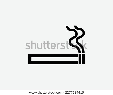Cigarette Smoking Smoke Burn Burning Light Black White Silhouette Symbol Icon Line Outline Sign Graphic Clipart Artwork Illustration Pictogram Vector