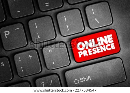 Online Presence text button on keyboard, concept background