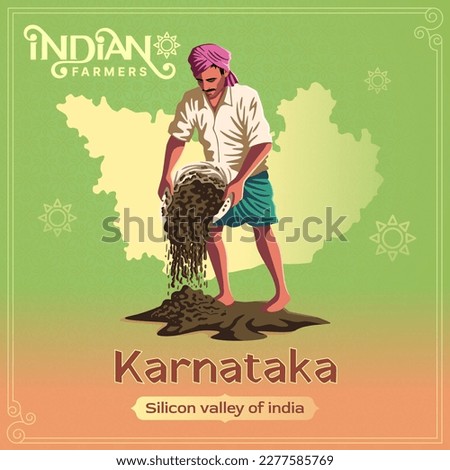 Karnataka Farmer - A Vibrant Vector Illustration Depicting the Resilience and Hard Work of Indian Agriculture Royalty-Free Stock Photo #2277585769