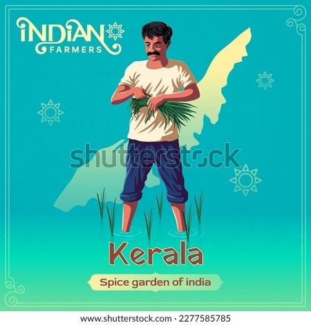 Kerala Farmer - A Vibrant Vector Illustration Depicting the Resilience and Hard Work of Indian Agriculture	 Royalty-Free Stock Photo #2277585785