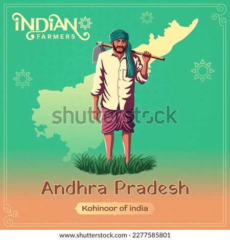 Andhra Pradesh Farmer - A Vibrant Vector Illustration Depicting the Resilience and Hard Work of Indian Agriculture Royalty-Free Stock Photo #2277585801
