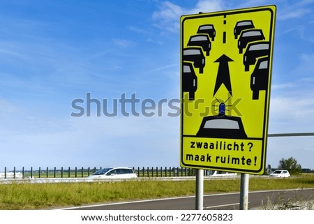 Warning sign Emergency Vehicle Priority,  Netherlands