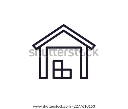 Single line icon of factory on isolated white background. High quality editable stroke for mobile apps, web design, websites, online shops etc. 
