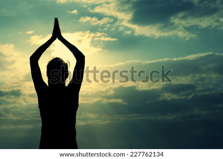 healthy yoga woman meditation at sunrise seaside 