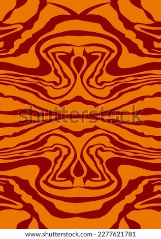 Abstract Hand Drawing Mirrored Symmetric Zebra Tiger Stripes Seamless Vector Pattern Isolated Background