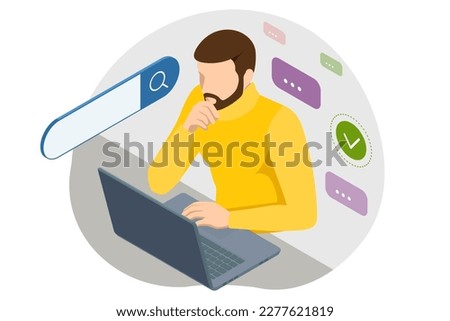 Isometric Search Online. Searching Browsing Internet, Data Information , Networking. Modern Menu for Sites and Apps. People Searching Job. Royalty-Free Stock Photo #2277621819
