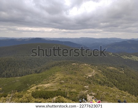 Carpathian mountains. Carpatian. Mountain. Ukraine. Tourism. Forest. Trees. Way.  Royalty-Free Stock Photo #2277623071