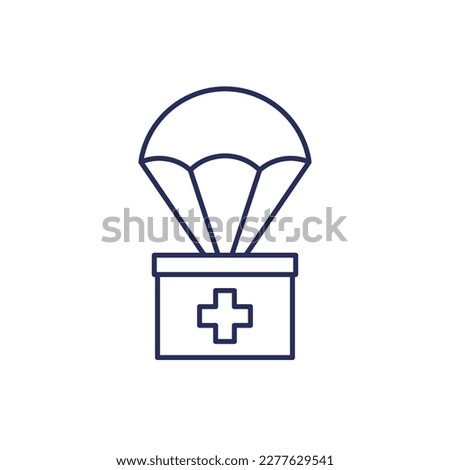 humanitarian aid line icon with a parachute Royalty-Free Stock Photo #2277629541