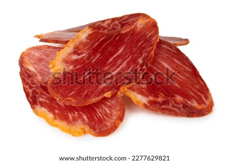 Spanish meat delicacy from pork dry-cured carbonade Lomo Curado Royalty-Free Stock Photo #2277629821
