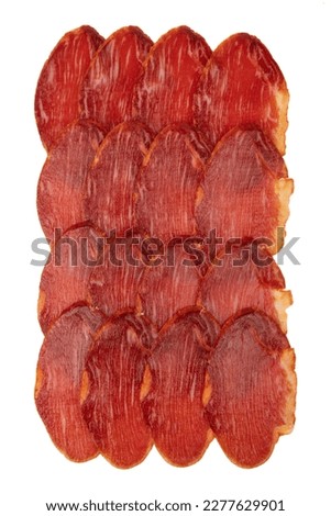 Spanish meat delicacy from pork dry-cured carbonade Lomo Curado Royalty-Free Stock Photo #2277629901