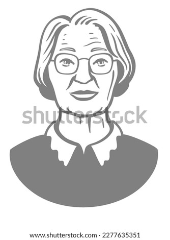 Grandmother smiling logo. Grandma old woman