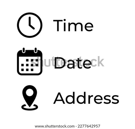 Time, date, address icon vector in trendy style Royalty-Free Stock Photo #2277642957