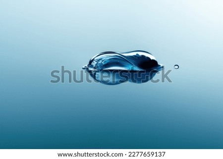 water drop micro on blue background