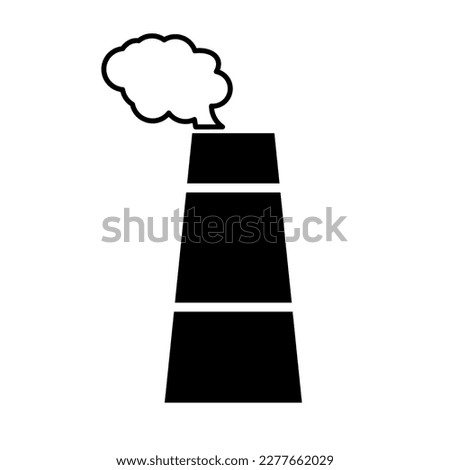 Chimney silhouette icon and smoke icon. Exhaust gas of factory. Vector. Royalty-Free Stock Photo #2277662029