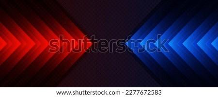 3D red blue techno abstract background overlap layer on dark space with arrow decoration. Modern graphic design element motion style concept for banner, flyer, card, brochure cover, or landing page