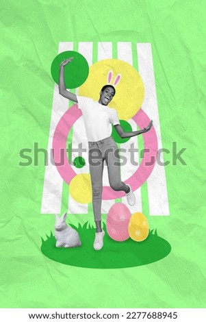 Creative colorful collage picture image artwork of glad cheerful girl have fun sunday weekend good mood isolated on drawing background