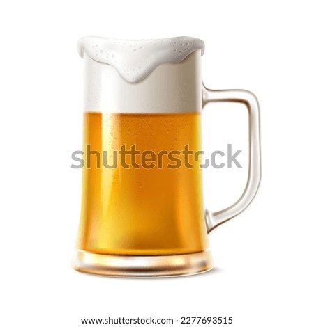 3d realistic vector icon illustration. Beer mug with foam. isolated on white background. Royalty-Free Stock Photo #2277693515