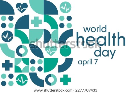 World Health Day. April 7. Holiday concept. Template for background, banner, card, poster with text inscription. Vector EPS10 illustration Royalty-Free Stock Photo #2277709433