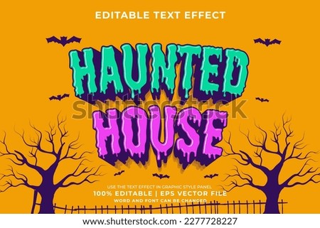 Editable text effect Haunted House 3d cartoon template style premium vector Royalty-Free Stock Photo #2277728227