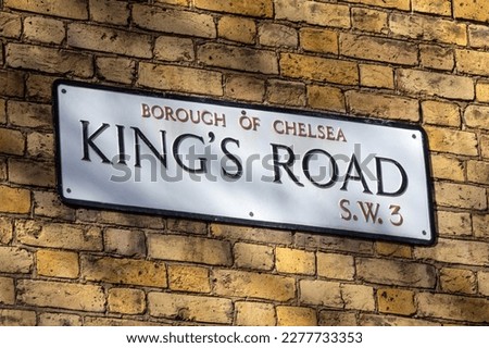 A street sign for Kings Road in Chelsea, London, UK.