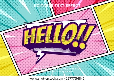Editable text effect hello comic 3d Cartoon Comic style premium vector Royalty-Free Stock Photo #2277754845