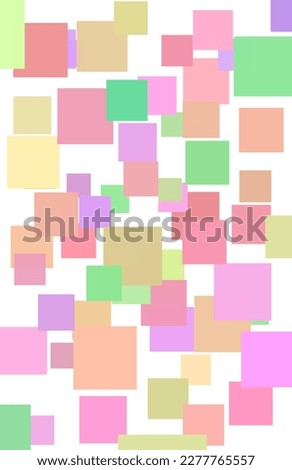 Squares geometric shapes of pastel colors on a white background. The squares join each other. They make an ideal illustration for wrapping paper or to use in creative compositions.
