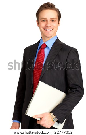 Young  smiling businessman. Isolated over white background