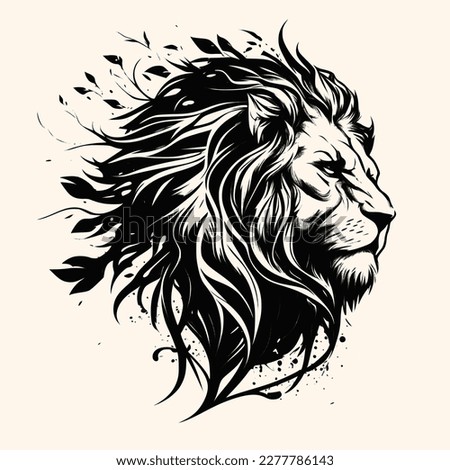 Lion head vector for logo or icon, drawing Elegant minimalist style Illustration Royalty-Free Stock Photo #2277786143
