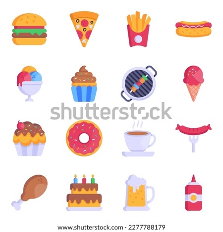 Set of Fast Food Flat Icons
